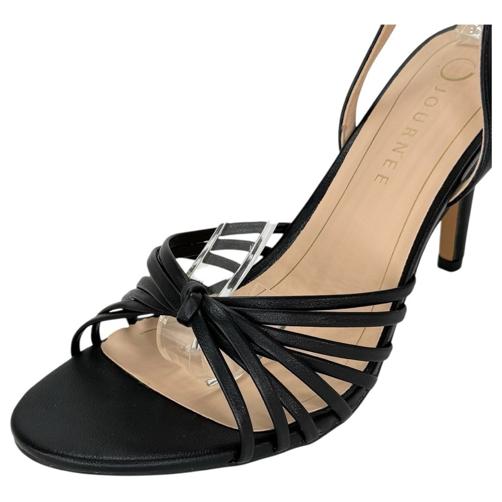 Journee Collection Vanita Black Faux Leather Womens Heels Size 10W - Picture 7 of 14